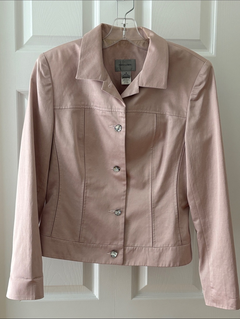 Vintage Sunny ChoiWomen's Blush Pink Tailored Button-Front Jacket